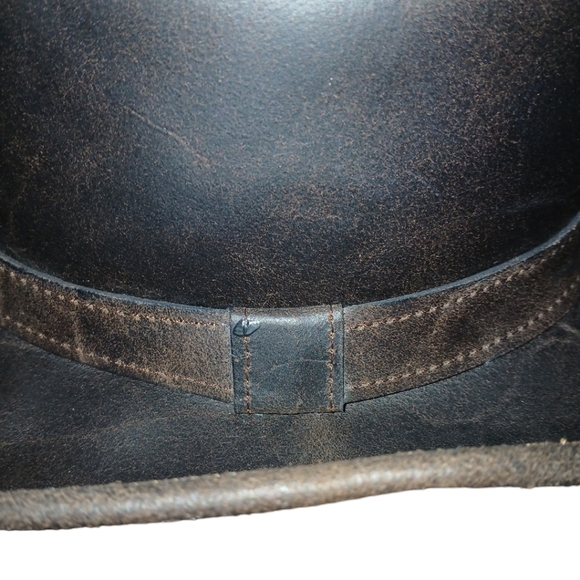 Vintage Brown Leather Cowboy Hat size Small - Picture 4 of 13